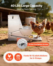 Automatic Chicken Feeder, 18.14 kg Capacity, Rainproof Treadle Poultry Feeder with Lockable Lid, No Waste, V952-JQWLQ40LBSZDYWBXU001V0