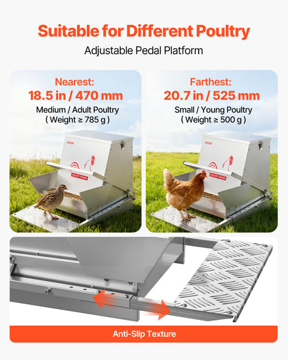 Automatic Chicken Feeder, 18.14 kg Capacity, Rainproof Treadle Poultry Feeder with Lockable Lid, No Waste, V952-JQWLQ40LBSZDYWBXU001V0