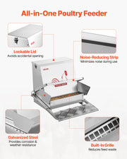Automatic Chicken Feeder, 18.14 kg Capacity, Rainproof Treadle Poultry Feeder with Lockable Lid, No Waste, V952-JQWLQ40LBSZDYWBXU001V0