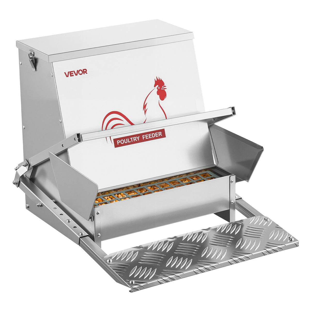 Automatic Chicken Feeder, 18.14 kg Capacity, Rainproof Treadle Poultry Feeder with Lockable Lid, No Waste, V952-JQWLQ40LBSZDYWBXU001V0