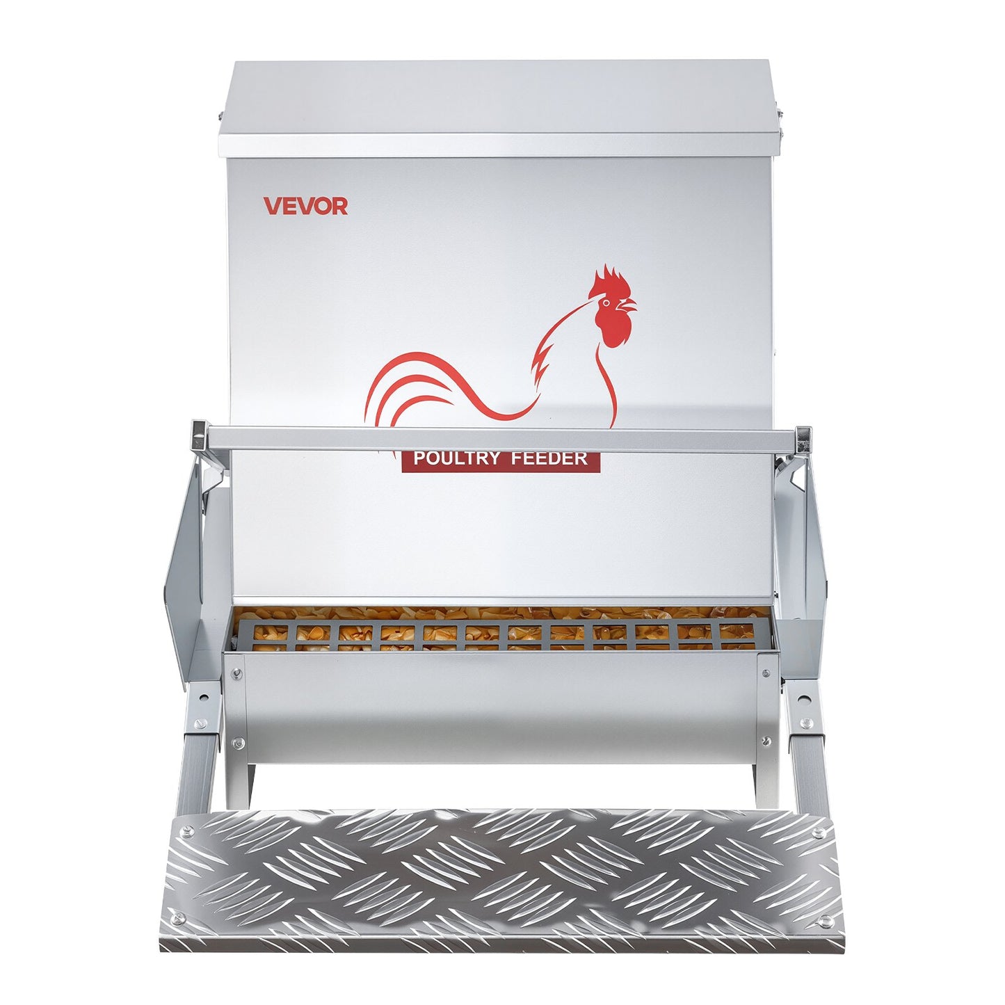 Automatic Chicken Feeder, 18.14 kg Capacity, Rainproof Treadle Poultry Feeder with Lockable Lid, No Waste, V952-JQWLQ40LBSZDYWBXU001V0