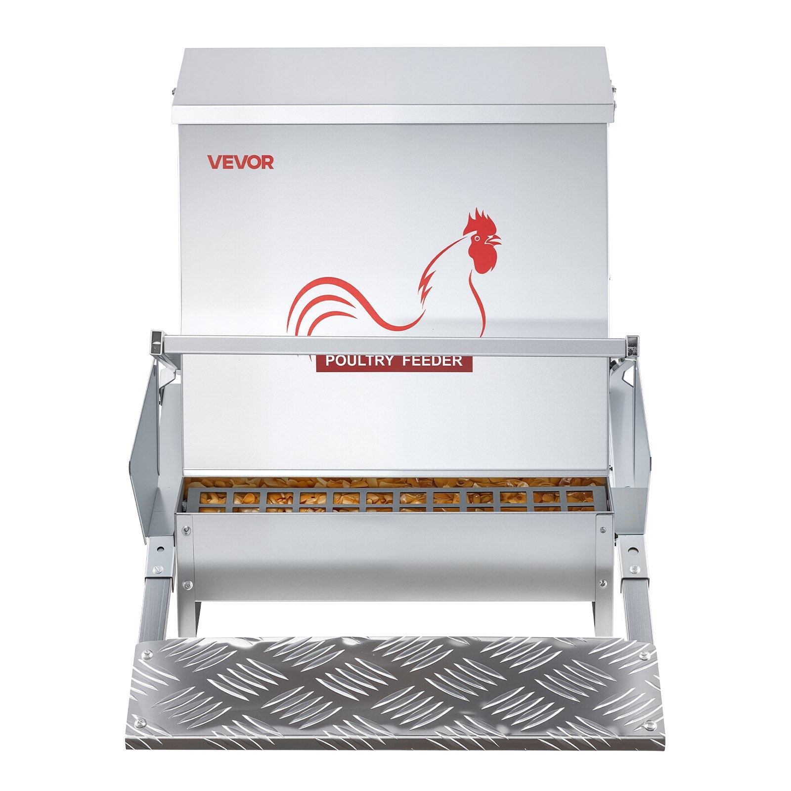 Automatic Chicken Feeder, 18.14 kg Capacity, Rainproof Treadle Poultry Feeder with Lockable Lid, No Waste, V952-JQWLQ40LBSZDYWBXU001V0