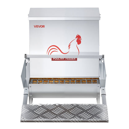 Automatic Chicken Feeder, 18.14 kg Capacity, Rainproof Treadle Poultry Feeder with Lockable Lid, No Waste, V952-JQWLQ40LBSZDYWBXU001V0
