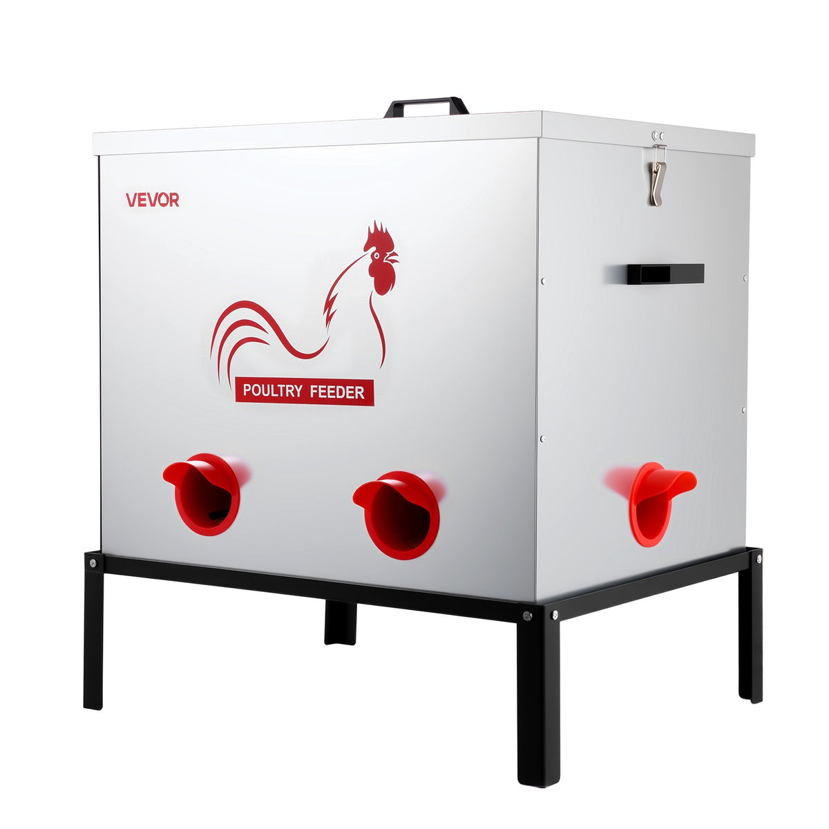 Automatic Chicken Feeder, 38.56 kg Capacity, 6 Feeding Ports No-Waste Poultry Feeder with Built-In Divider, V952-JQWLQ85LBS6KPAOVX001V0