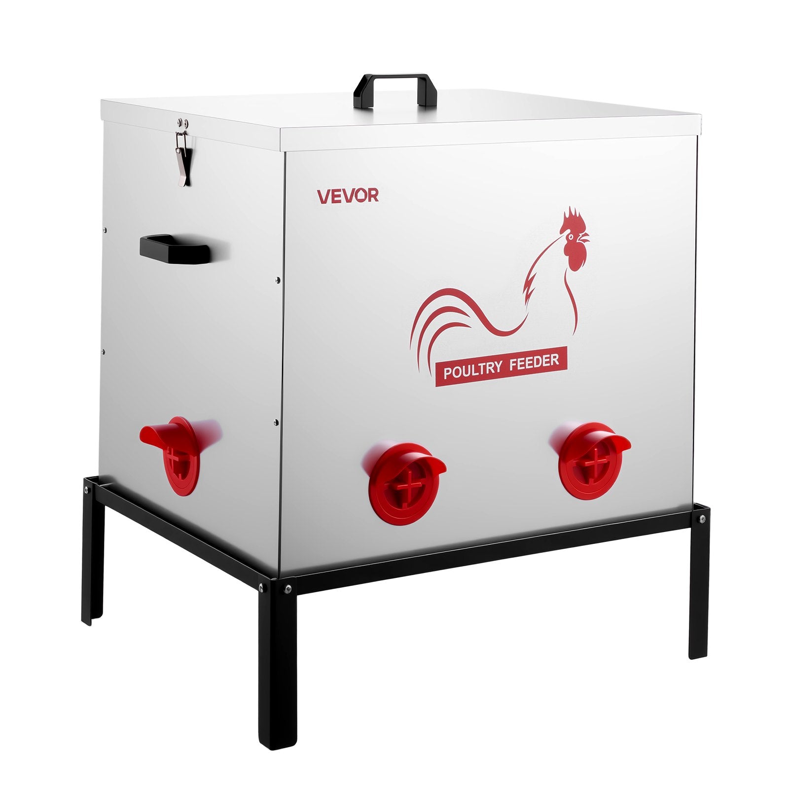 Automatic Chicken Feeder, 38.56 kg Capacity, 6 Feeding Ports No-Waste Poultry Feeder with Built-In Divider, V952-JQWLQ85LBS6KPAOVX001V0