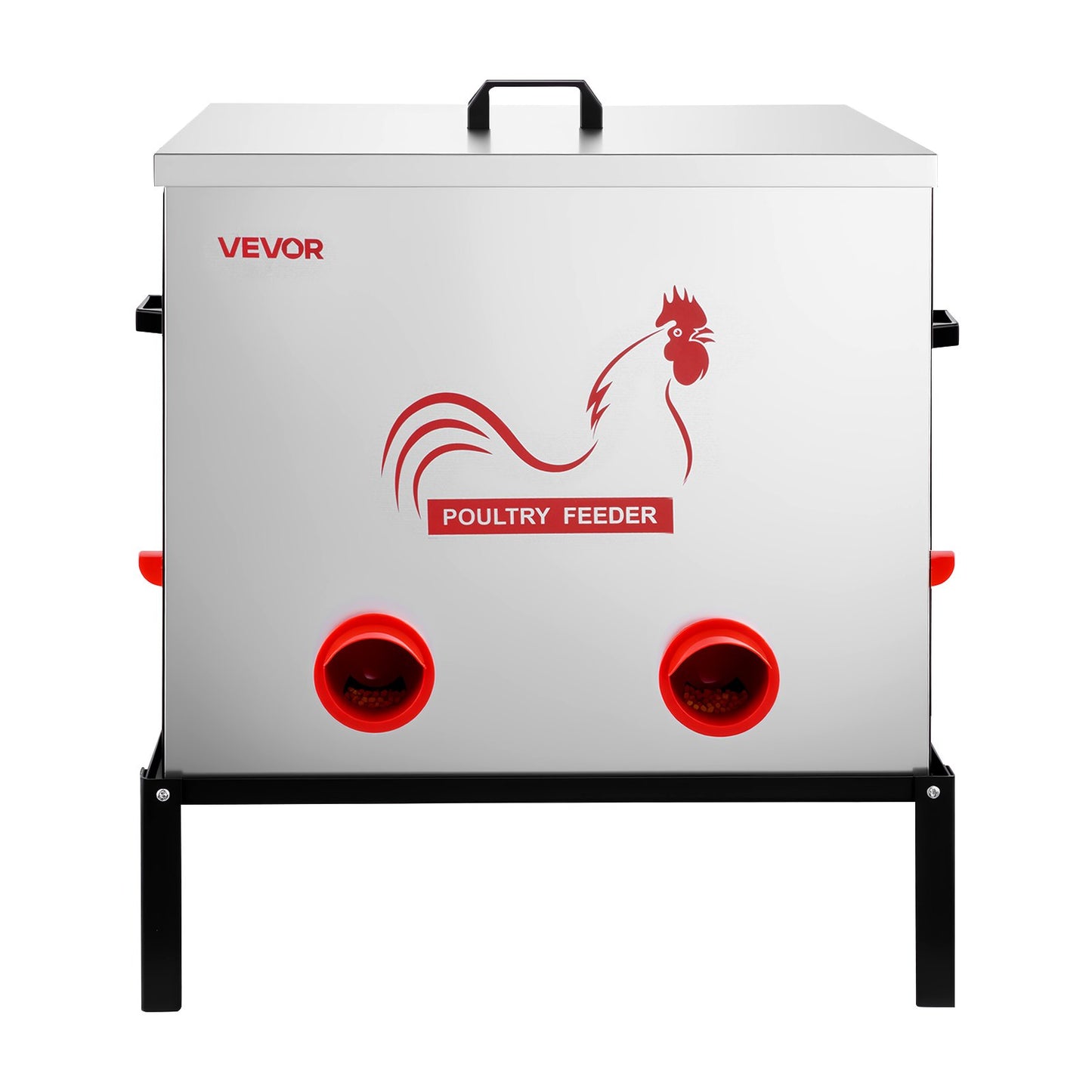 Automatic Chicken Feeder, 38.56 kg Capacity, 6 Feeding Ports No-Waste Poultry Feeder with Built-In Divider, V952-JQWLQ85LBS6KPAOVX001V0