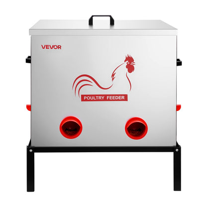 Automatic Chicken Feeder, 38.56 kg Capacity, 6 Feeding Ports No-Waste Poultry Feeder with Built-In Divider, V952-JQWLQ85LBS6KPAOVX001V0