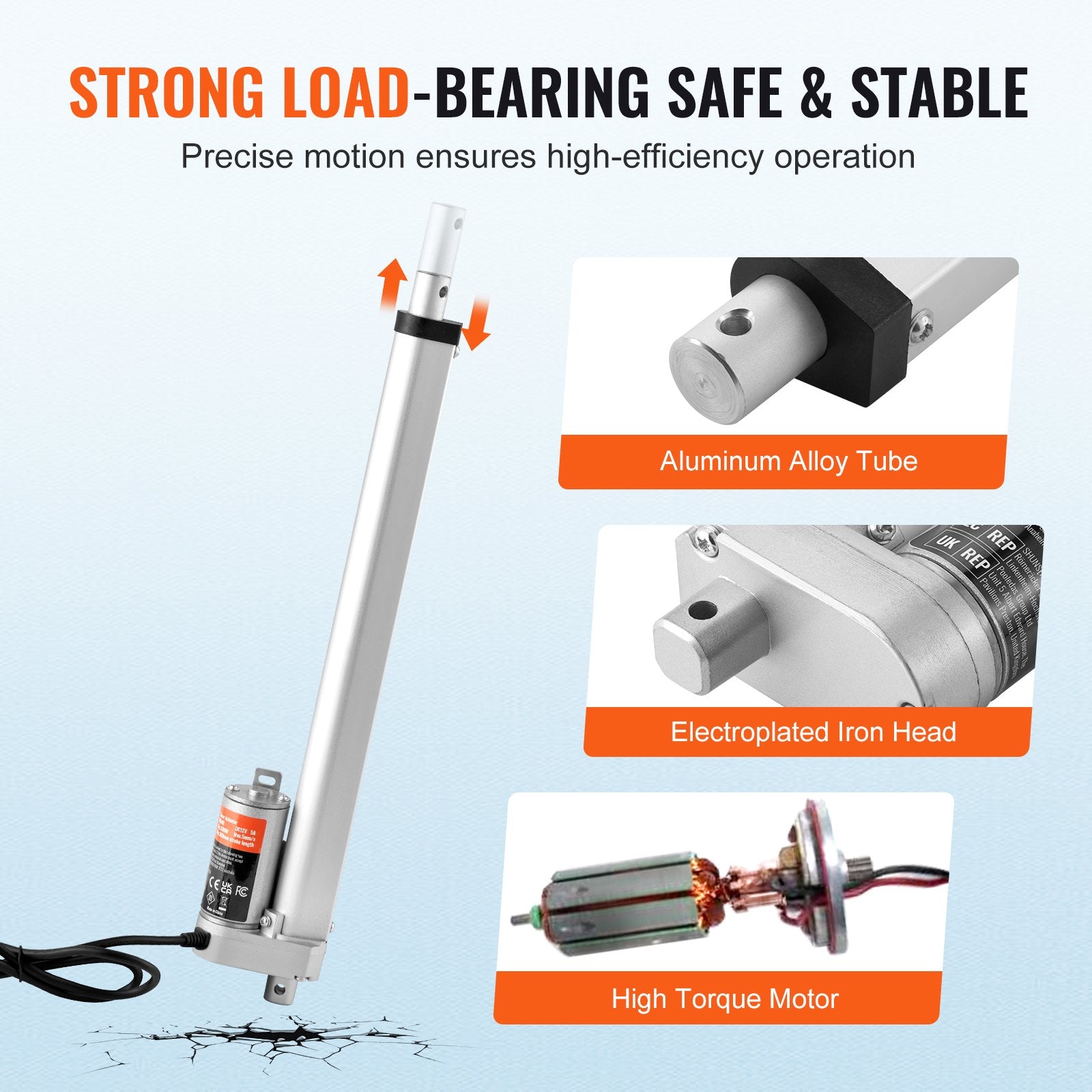 Linear Actuator 12V, 12 Inch High Load 330lbs/1500N Linear Actuator, 0.19"/s Linear Motion Actuator with V952-JQXXXZXQ12INGG3APV9