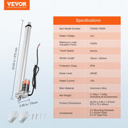 Linear Actuator 12V, 18 Inch High Load 330lbs/1500N Linear Actuator, 0.19"/s Linear Motion Actuator with V952-JQXXXZXQ18INN6V9SV9