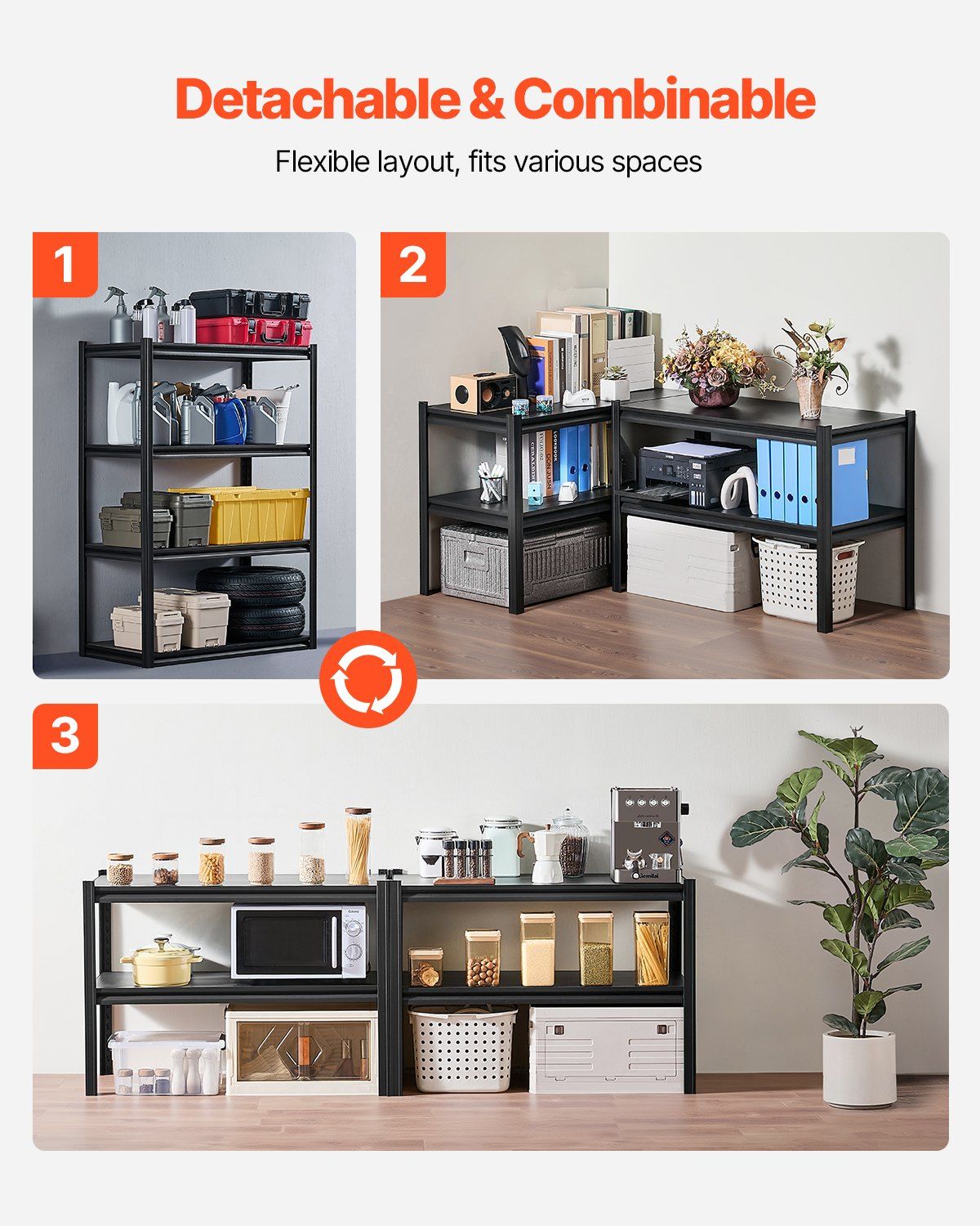 Storage Shelves, 2400 lbs, 4 Tier Garage Storage Shelving, 20" D x 40" W x 57" H Adjustable Metal Shelves for V952-JSBSXHJ20405S2LA2V0