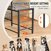Pet Feeding Station with Storage Dog Food & Toy Organizer Raised Dog Bowls V952-JSCCHSWJ3622FIZLTV0
