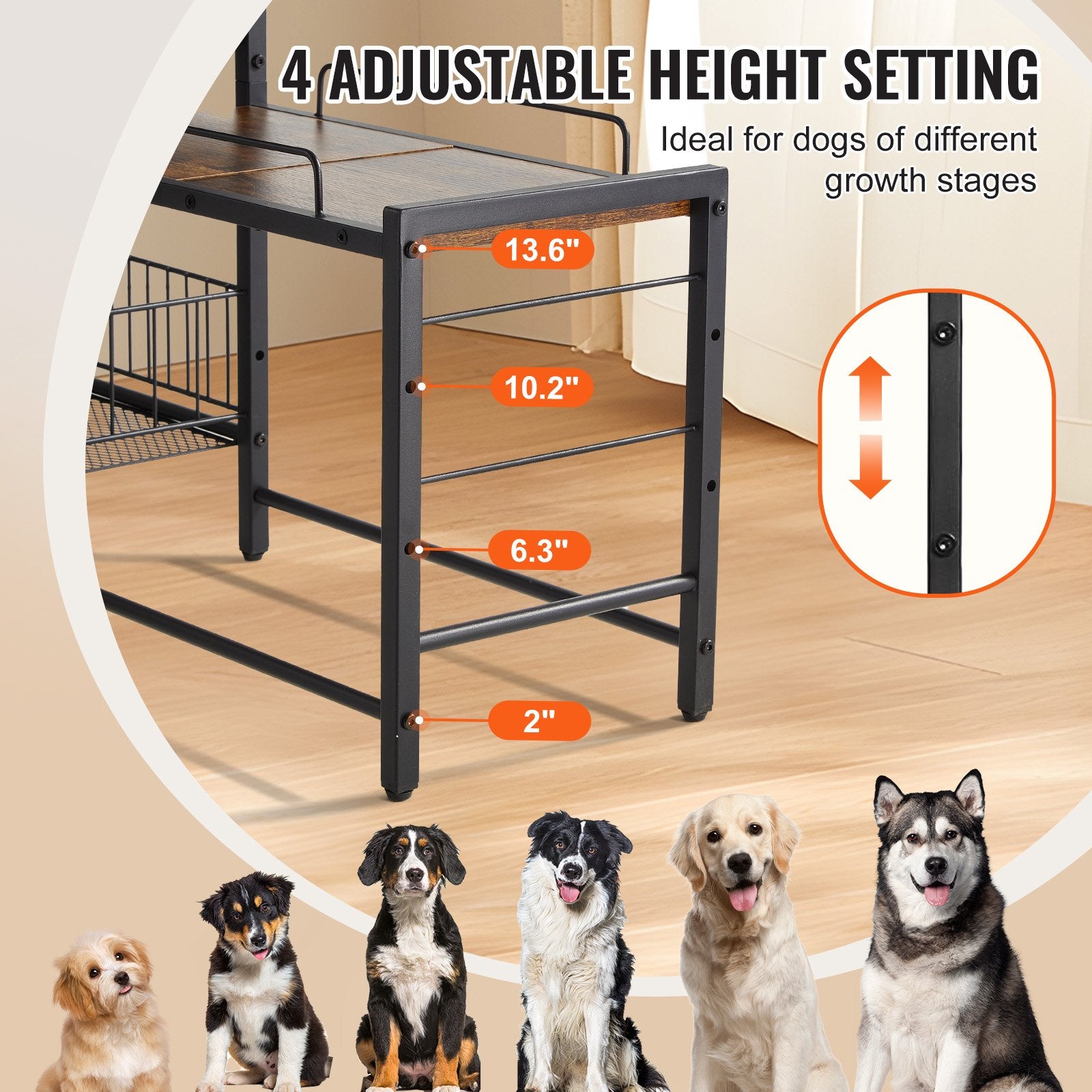 Pet Feeding Station with Storage Dog Food & Toy Organizer Raised Dog Bowls V952-JSCCHSWJ3622FIZLTV0