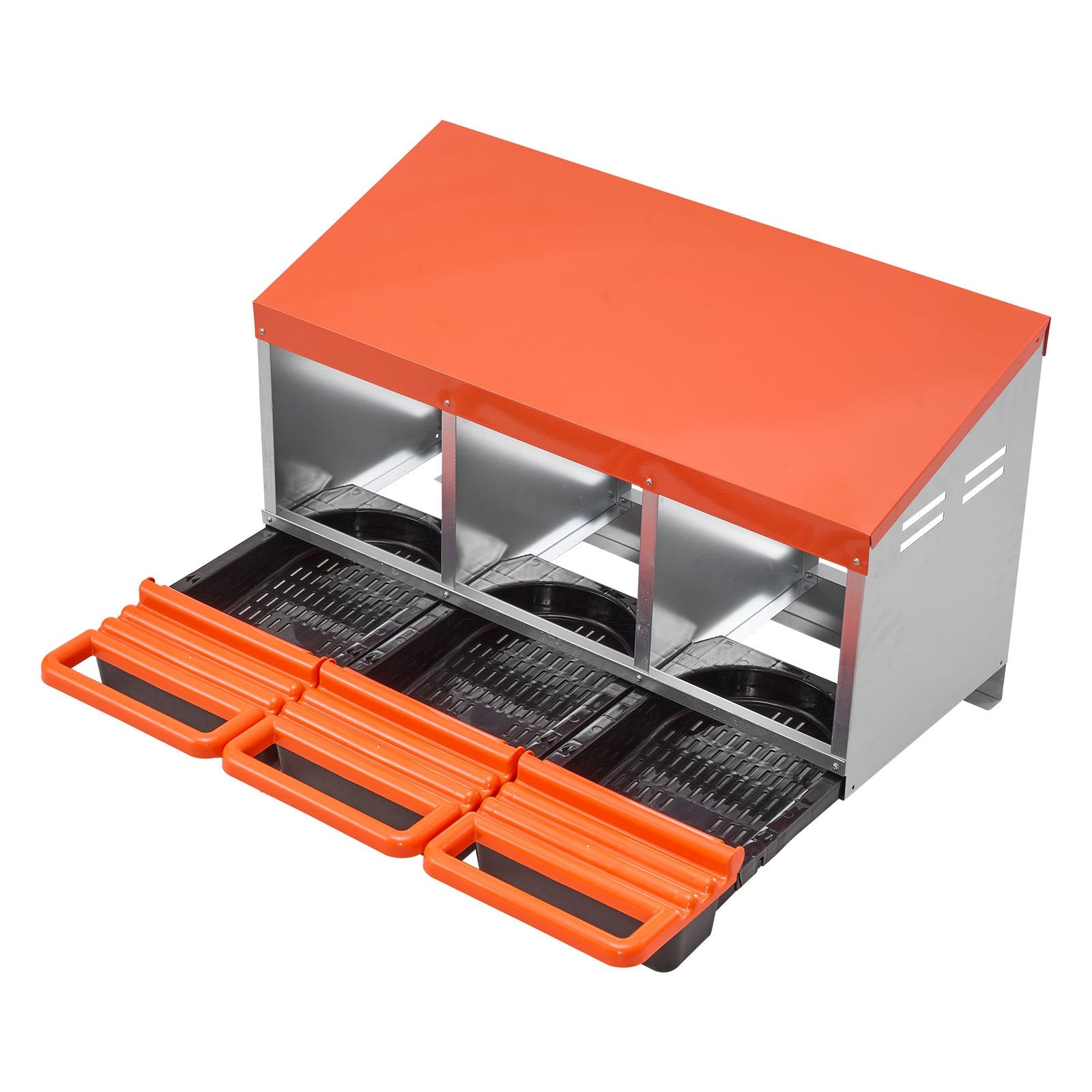 Chicken Nest Box, 3-Compartment, 15 to 30 in Stable & Corrosion-Resistant Metal Nesting Boxes with Inclined V952-JSCDX1530INCCC3QIV0