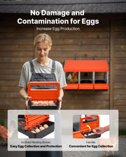 Chicken Nest Box, 3-Compartment, 15 to 30 in Stable & Corrosion-Resistant Metal Nesting Boxes with Inclined V952-JSCDX1530INCCC3QIV0
