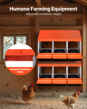 Chicken Nest Box, 3-Compartment, 15 to 30 in Stable & Corrosion-Resistant Metal Nesting Boxes with Inclined V952-JSCDX1530INCCC3QIV0