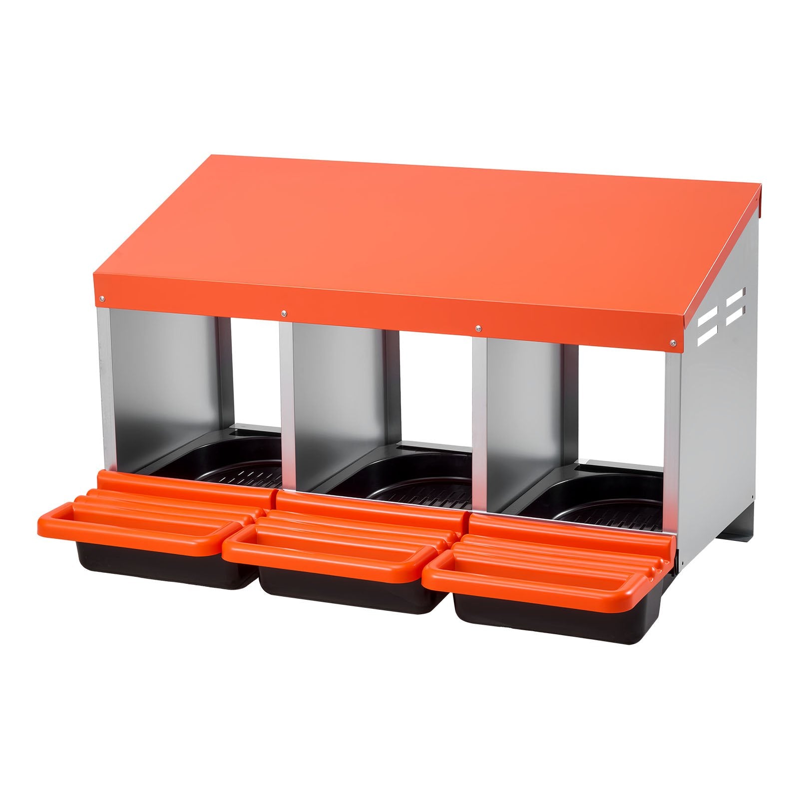 Chicken Nest Box, 3-Compartment, 15 to 30 in Stable & Corrosion-Resistant Metal Nesting Boxes with Inclined V952-JSCDX1530INCCC3QIV0