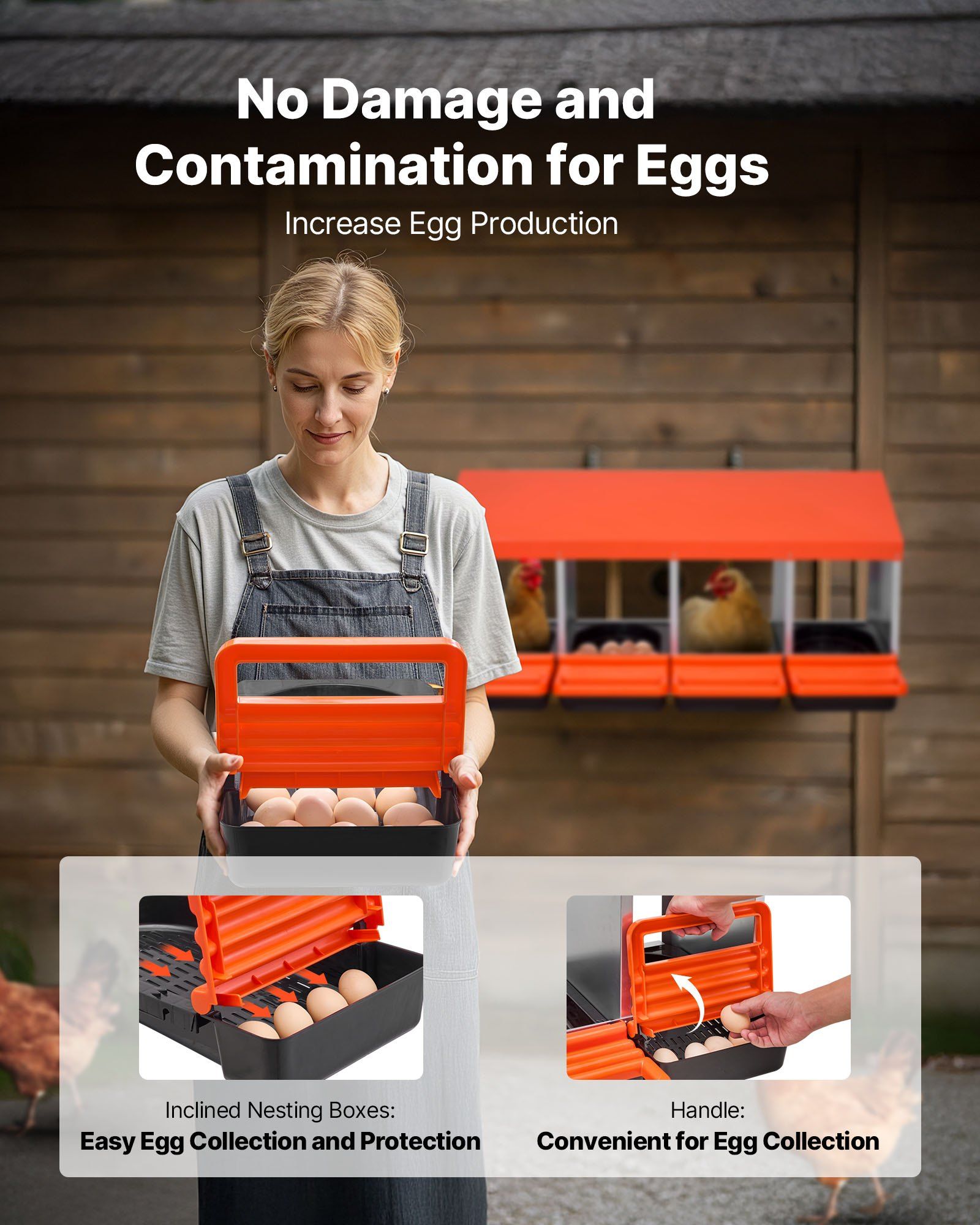 Chicken Nesting Boxes, 4 Compartments, Metal Egg Laying Boxes with Protective Collection Lids, Roll Out V952-JSCDX1530INCI7BMT002V0