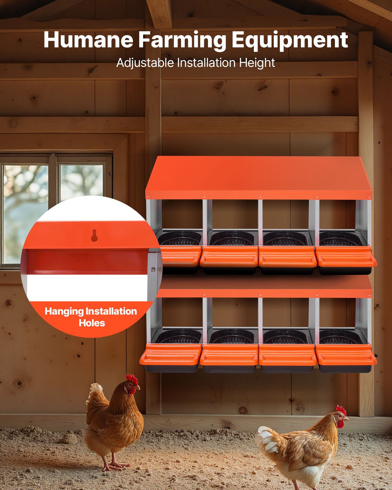Chicken Nesting Boxes, 4 Compartments, Metal Egg Laying Boxes with Protective Collection Lids, Roll Out V952-JSCDX1530INCI7BMT002V0