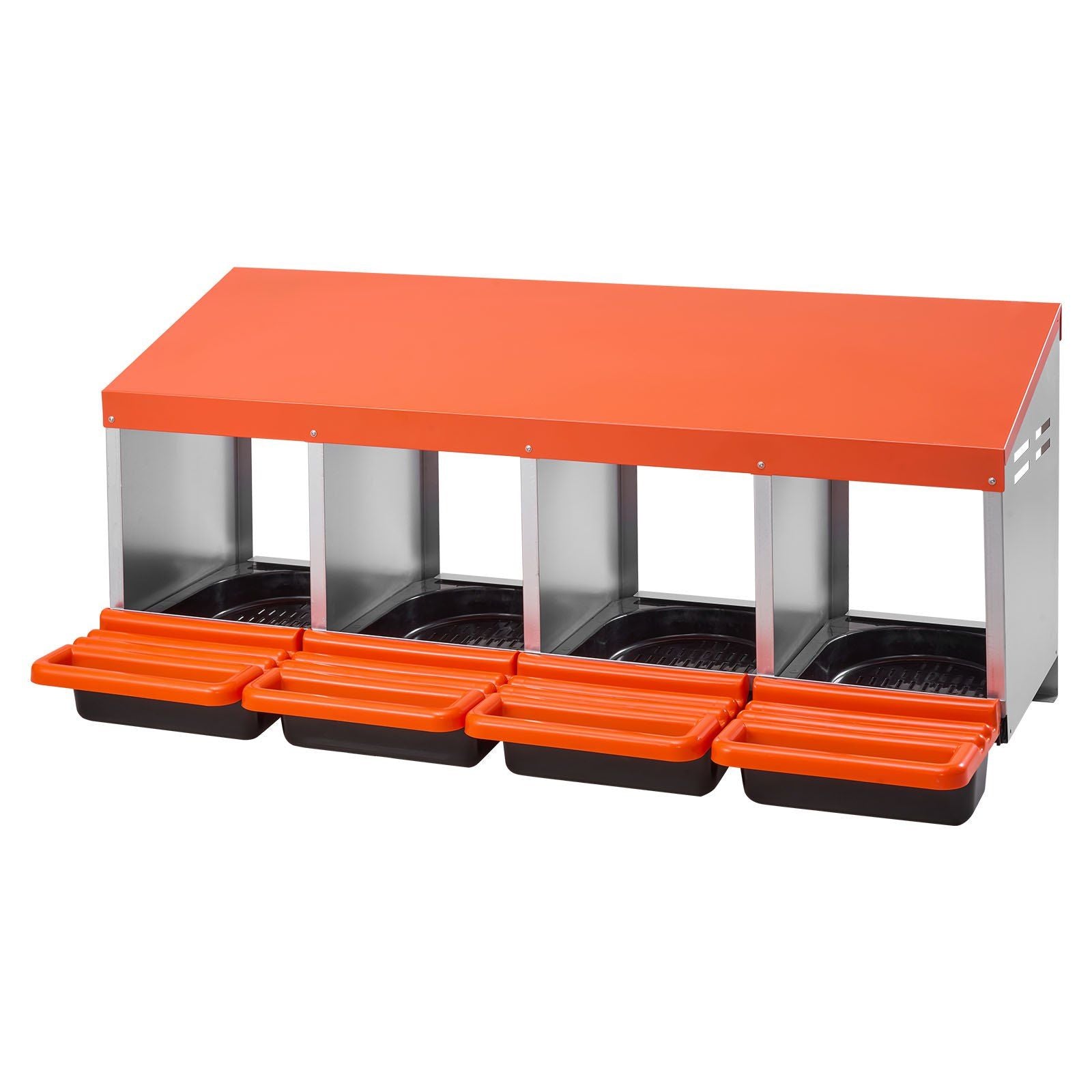 Chicken Nesting Boxes, 4 Compartments, Metal Egg Laying Boxes with Protective Collection Lids, Roll Out V952-JSCDX1530INCI7BMT002V0