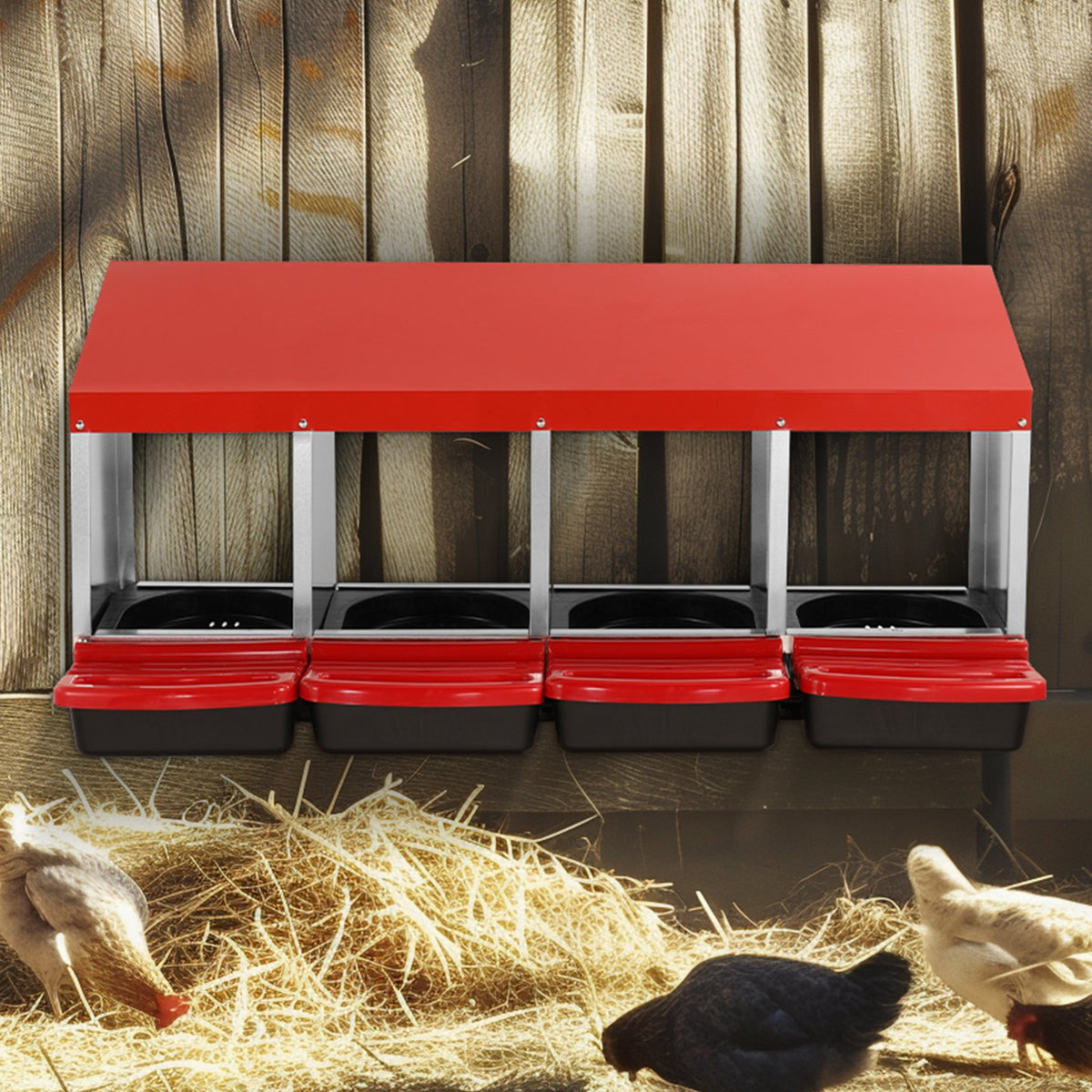 4-Compartment Chicken Nest Box Metal Box with Inclined Nesting Boxes V952-JSCDX1530INCI7BMTV0