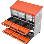 2 Tiers Chicken Nesting Boxes, 6 Compartments, Metal Egg Laying Boxes with Protective Collection Lids, Roll V952-JSCDX3045INC4B35A002V0