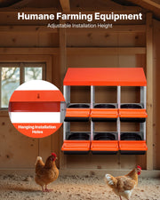 2 Tiers Chicken Nesting Boxes, 6 Compartments, Metal Egg Laying Boxes with Protective Collection Lids, Roll V952-JSCDX3045INC4B35A002V0