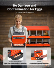 2 Tiers Chicken Nesting Boxes, 8 Compartments, Metal Egg Laying Boxes with Protective Collection Lids, Roll V952-JSCDX3045INCK7SDC002V0