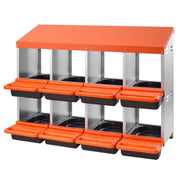 2 Tiers Chicken Nesting Boxes, 8 Compartments, Metal Egg Laying Boxes with Protective Collection Lids, Roll V952-JSCDX3045INCK7SDC002V0