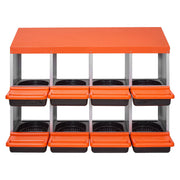 2 Tiers Chicken Nesting Boxes, 8 Compartments, Metal Egg Laying Boxes with Protective Collection Lids, Roll V952-JSCDX3045INCK7SDC002V0