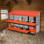 2 Tiers Chicken Nesting Boxes, 10 Compartments, Metal Egg Laying Boxes with Protective Collection Lids, Roll V952-JSCDX3045INCT4Y3W002V0