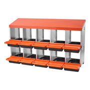 2 Tiers Chicken Nesting Boxes, 10 Compartments, Metal Egg Laying Boxes with Protective Collection Lids, Roll V952-JSCDX3045INCT4Y3W002V0