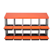 2 Tiers Chicken Nesting Boxes, 10 Compartments, Metal Egg Laying Boxes with Protective Collection Lids, Roll V952-JSCDX3045INCT4Y3W002V0