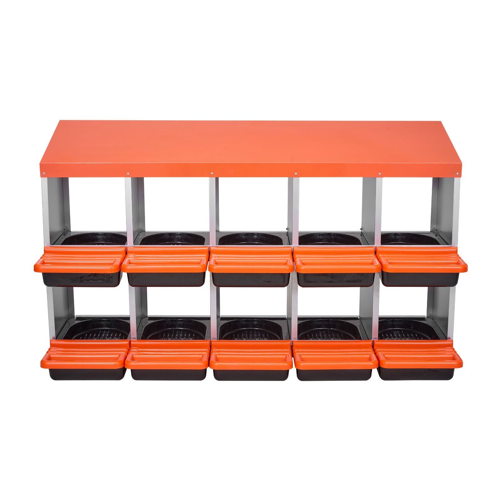 2 Tiers Chicken Nesting Boxes, 10 Compartments, Metal Egg Laying Boxes with Protective Collection Lids, Roll V952-JSCDX3045INCT4Y3W002V0