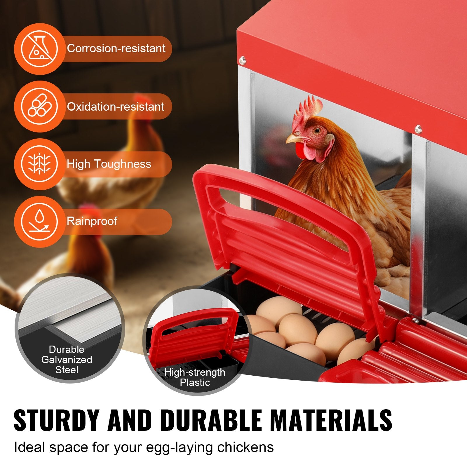 10-Compartment Chicken Nest Box Mental Box with Inclined Nesting Boxes V952-JSCDX3045INCT4Y3WV0