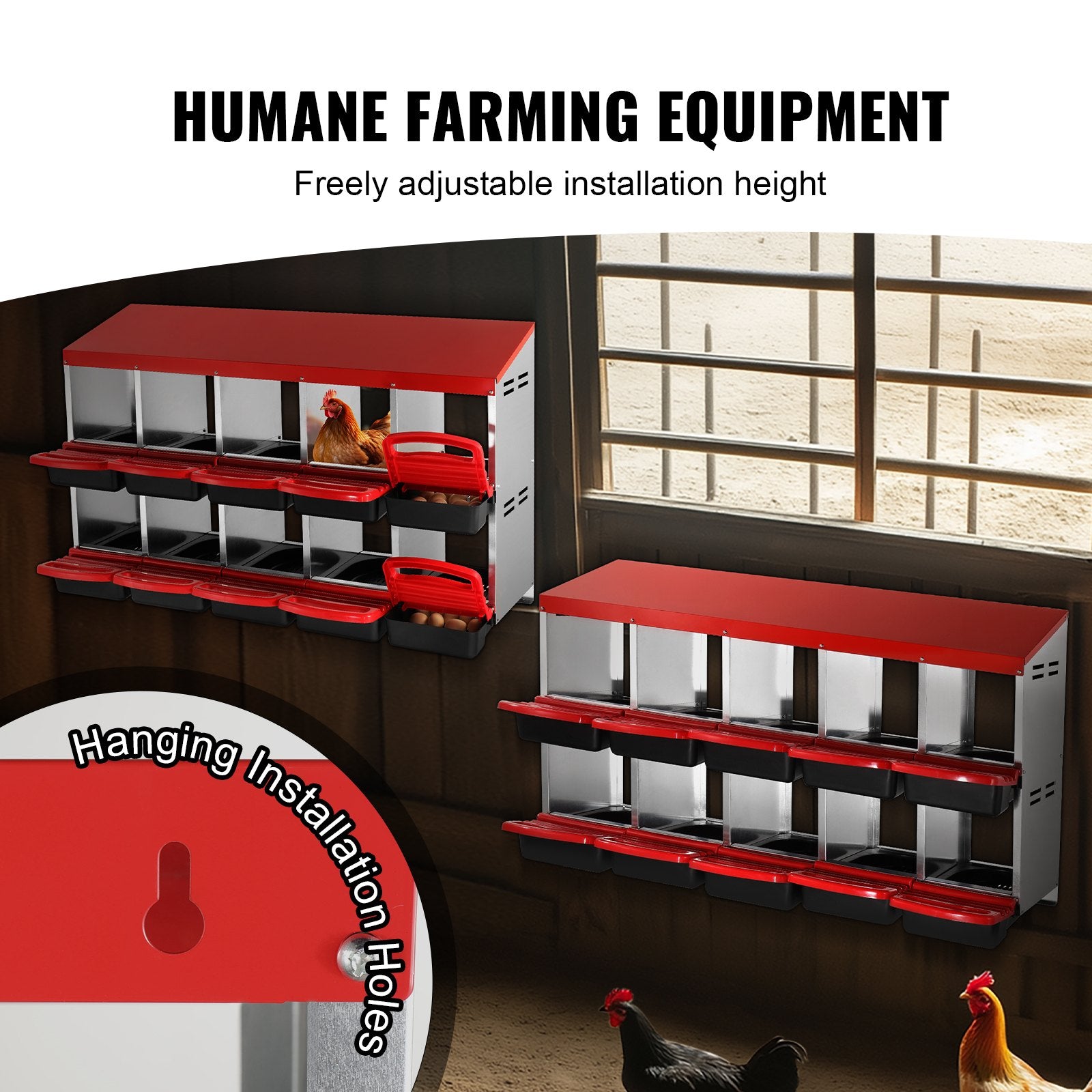 10-Compartment Chicken Nest Box Mental Box with Inclined Nesting Boxes V952-JSCDX3045INCT4Y3WV0