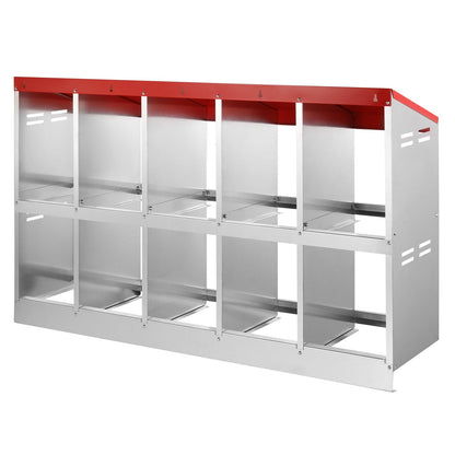 10-Compartment Chicken Nest Box Mental Box with Inclined Nesting Boxes V952-JSCDX3045INCT4Y3WV0