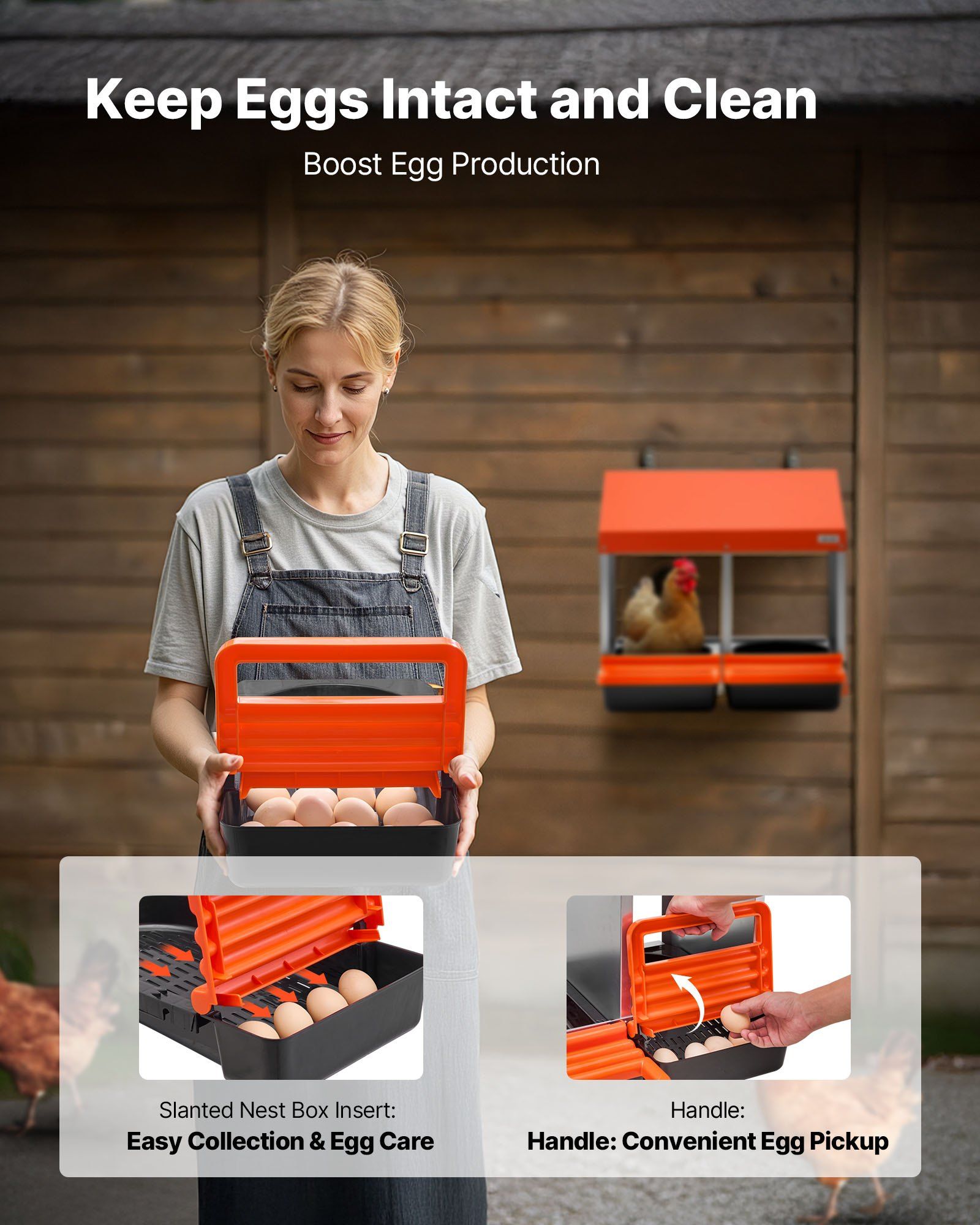 Chicken Nesting Boxes, 2 Compartments, Easy Egg Collection, Wall Mount, Easy to Assemble, Galvanized Steel V952-JSCDXJS2GJ15PZUI4001V0