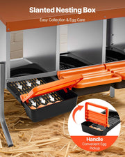 Chicken Nesting Boxes, 3 Compartments, with Support Legs, Easy Egg Collection, Galvanized Steel and V952-JSCDXJS3GJ26OS4A9001V0