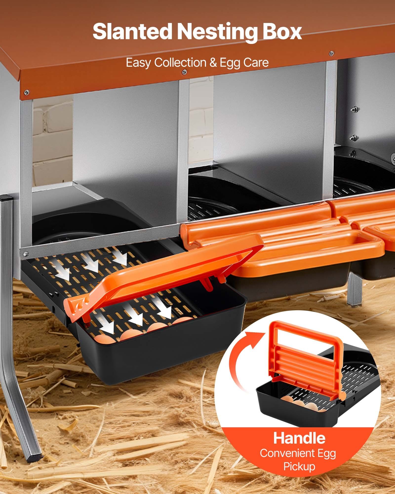 Chicken Nesting Boxes, 3 Compartments, with Support Legs, Easy Egg Collection, Galvanized Steel and V952-JSCDXJS3GJ26OS4A9001V0