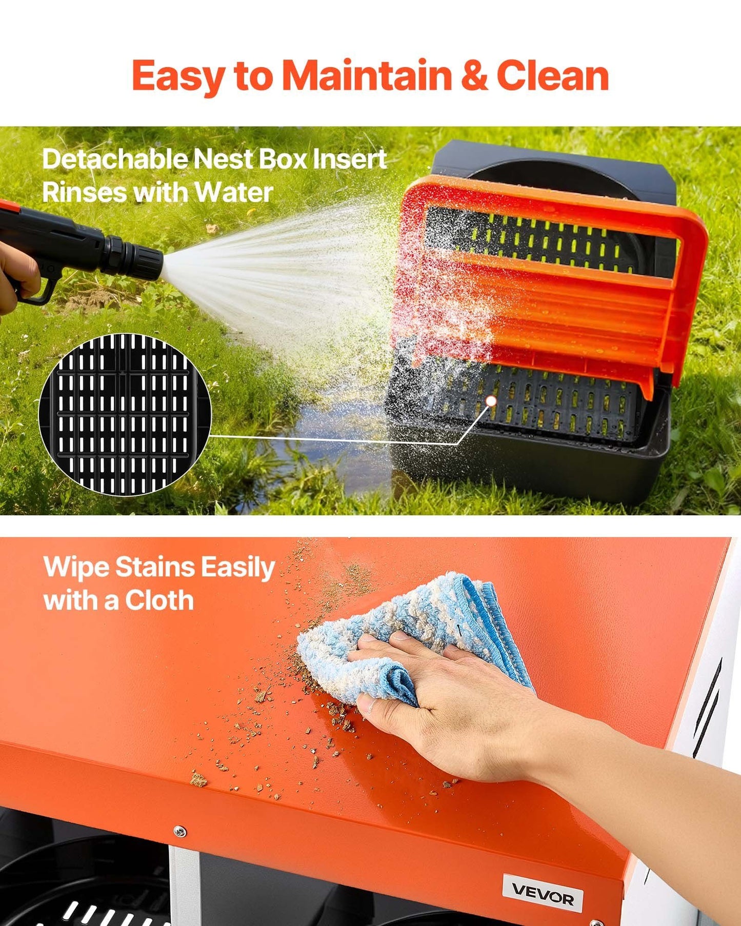 Chicken Nesting Boxes, 3 Compartments, with Support Legs, Easy Egg Collection, Galvanized Steel and V952-JSCDXJS3GJ26OS4A9001V0