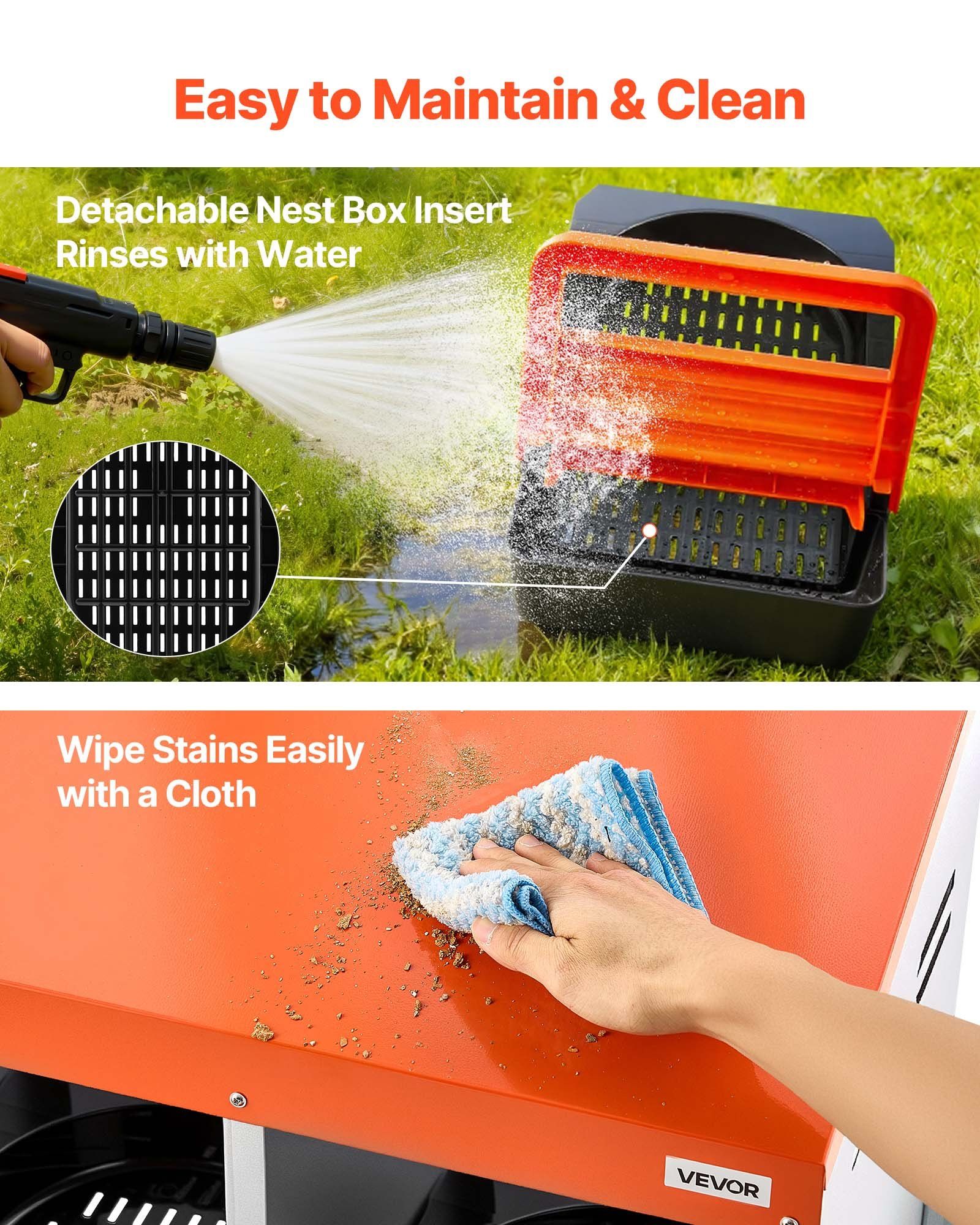Chicken Nesting Boxes, 3 Compartments, with Support Legs, Easy Egg Collection, Galvanized Steel and V952-JSCDXJS3GJ26OS4A9001V0
