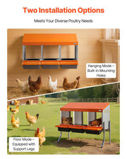 Chicken Nesting Boxes, 3 Compartments, with Support Legs, Easy Egg Collection, Galvanized Steel and V952-JSCDXJS3GJ26OS4A9001V0