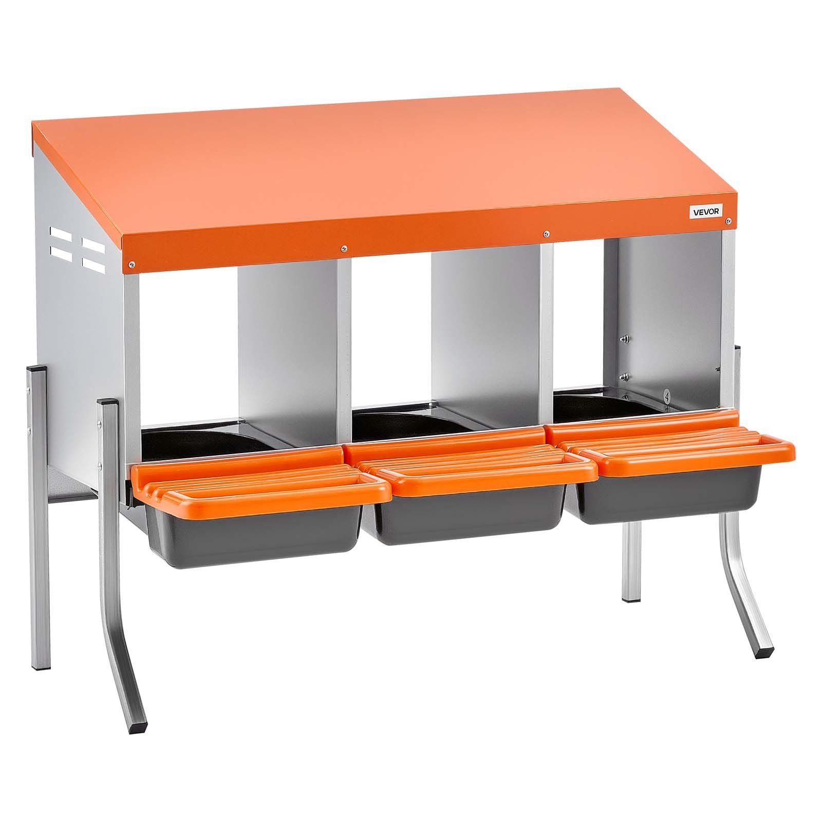 Chicken Nesting Boxes, 3 Compartments, with Support Legs, Easy Egg Collection, Galvanized Steel and V952-JSCDXJS3GJ26OS4A9001V0