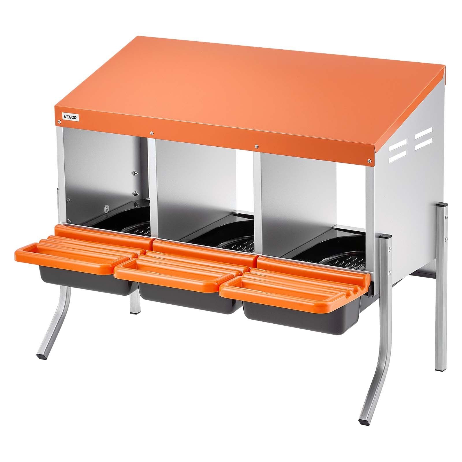 Chicken Nesting Boxes, 3 Compartments, with Support Legs, Easy Egg Collection, Galvanized Steel and V952-JSCDXJS3GJ26OS4A9001V0