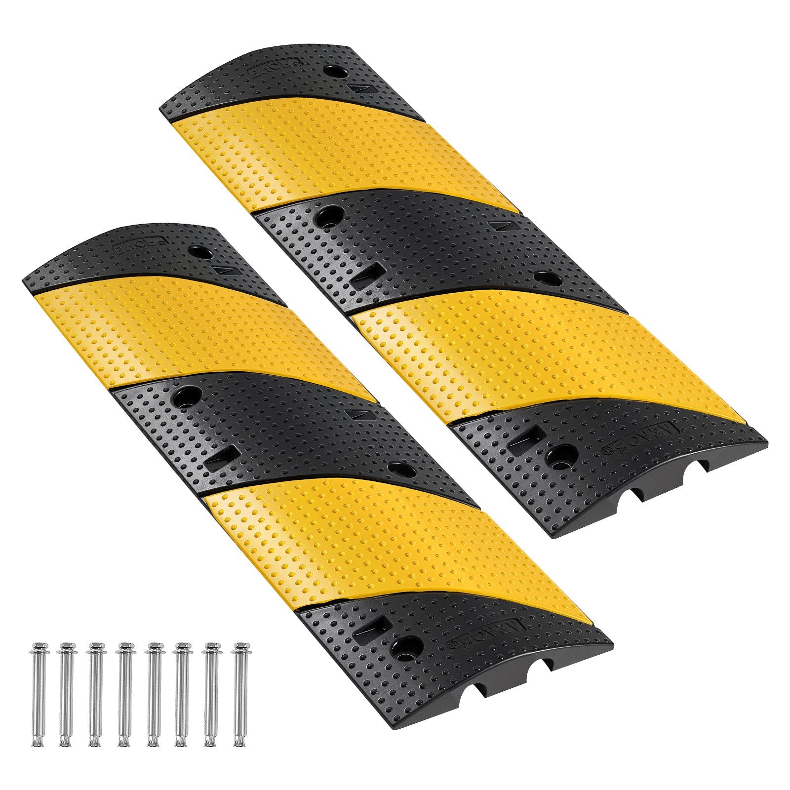 1000MM Rubber Speed Bump, 2 Pack, 2 Channel Heavy Duty Traffic Speed Hump, 9,979 kg/Axle Load Capacity, Cable V952-JSDDLBHPDDK2SDET4001V0