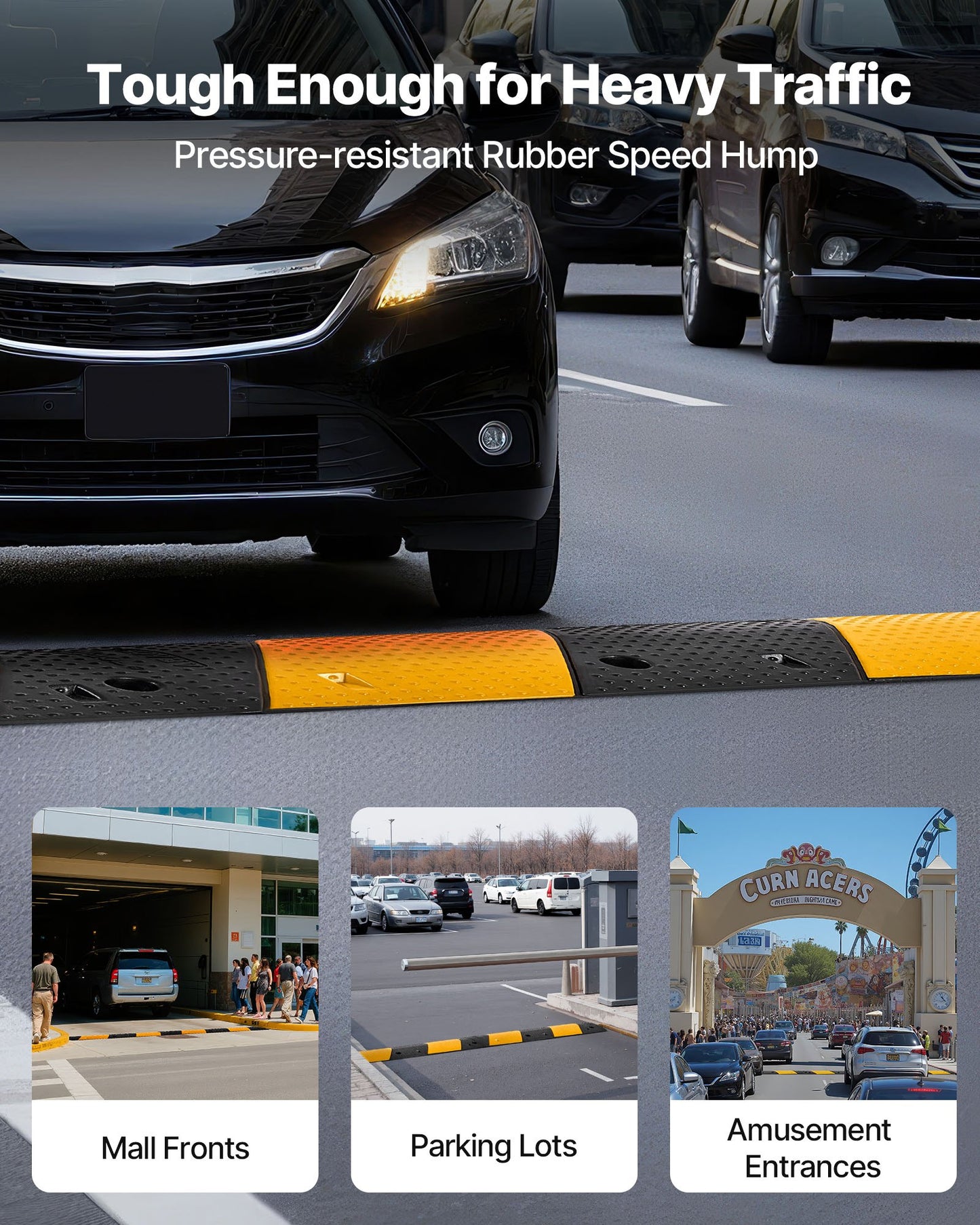 1000MM Rubber Speed Bump, 2 Pack, 2 Channel Heavy Duty Traffic Speed Hump, 9,979 kg/Axle Load Capacity, Cable V952-JSDDLBHPDDK2SDET4001V0