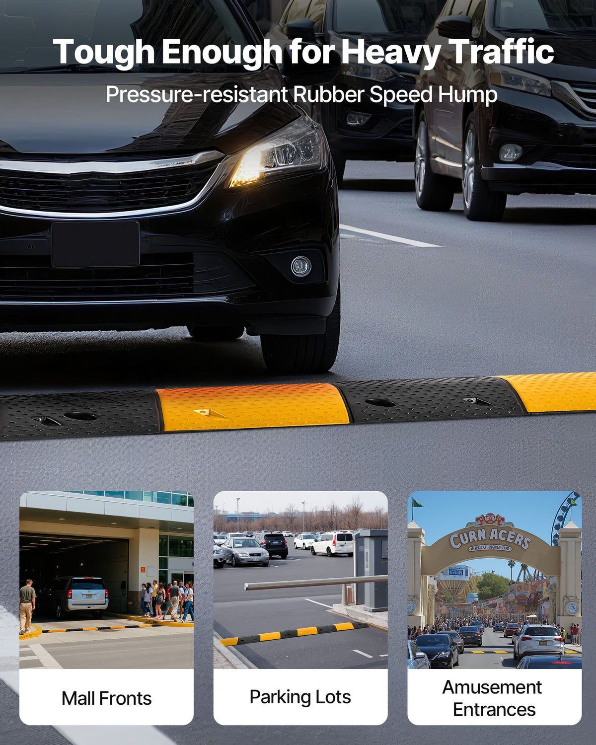 1000MM Rubber Speed Bump, 2 Pack, 2 Channel Heavy Duty Traffic Speed Hump, 9,979 kg/Axle Load Capacity, Cable V952-JSDDLBHPDDK2SDET4001V0