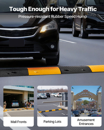 1000MM Rubber Speed Bump, 2 Pack, 2 Channel Heavy Duty Traffic Speed Hump, 9,979 kg/Axle Load Capacity, Cable V952-JSDDLBHPDDK2SDET4001V0
