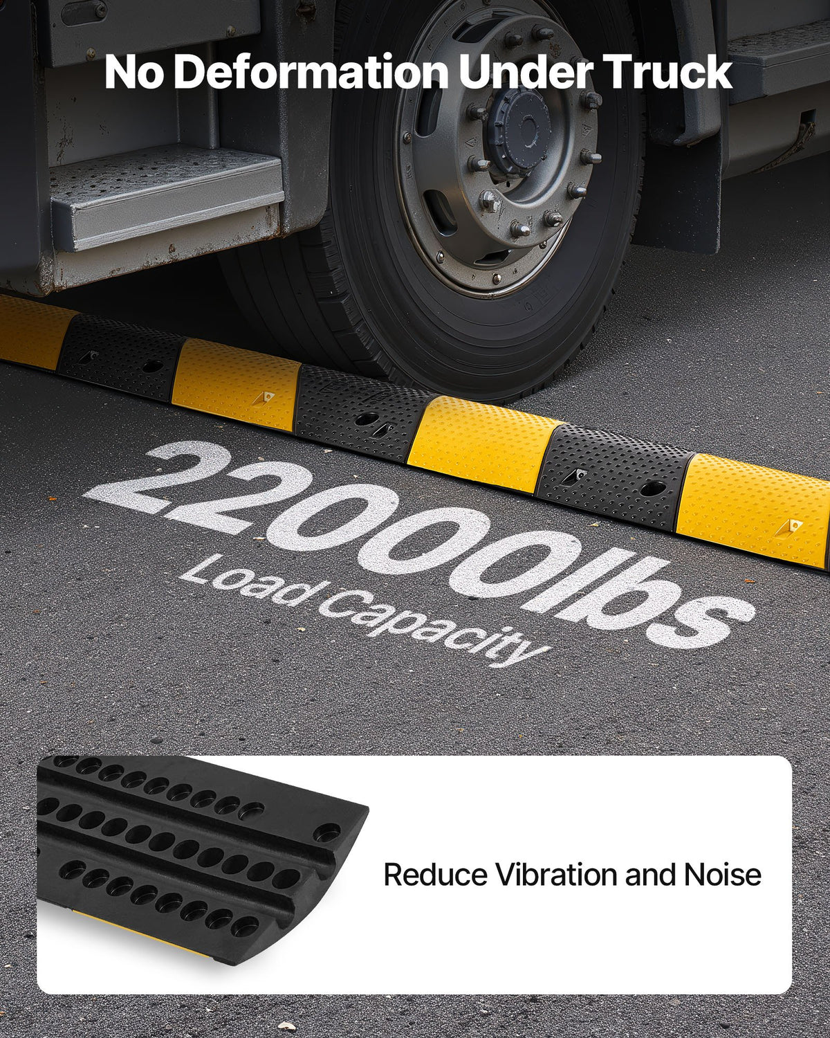 1000MM Rubber Speed Bump, 2 Pack, 2 Channel Heavy Duty Traffic Speed Hump, 9,979 kg/Axle Load Capacity, Cable V952-JSDDLBHPDDK2SDET4001V0