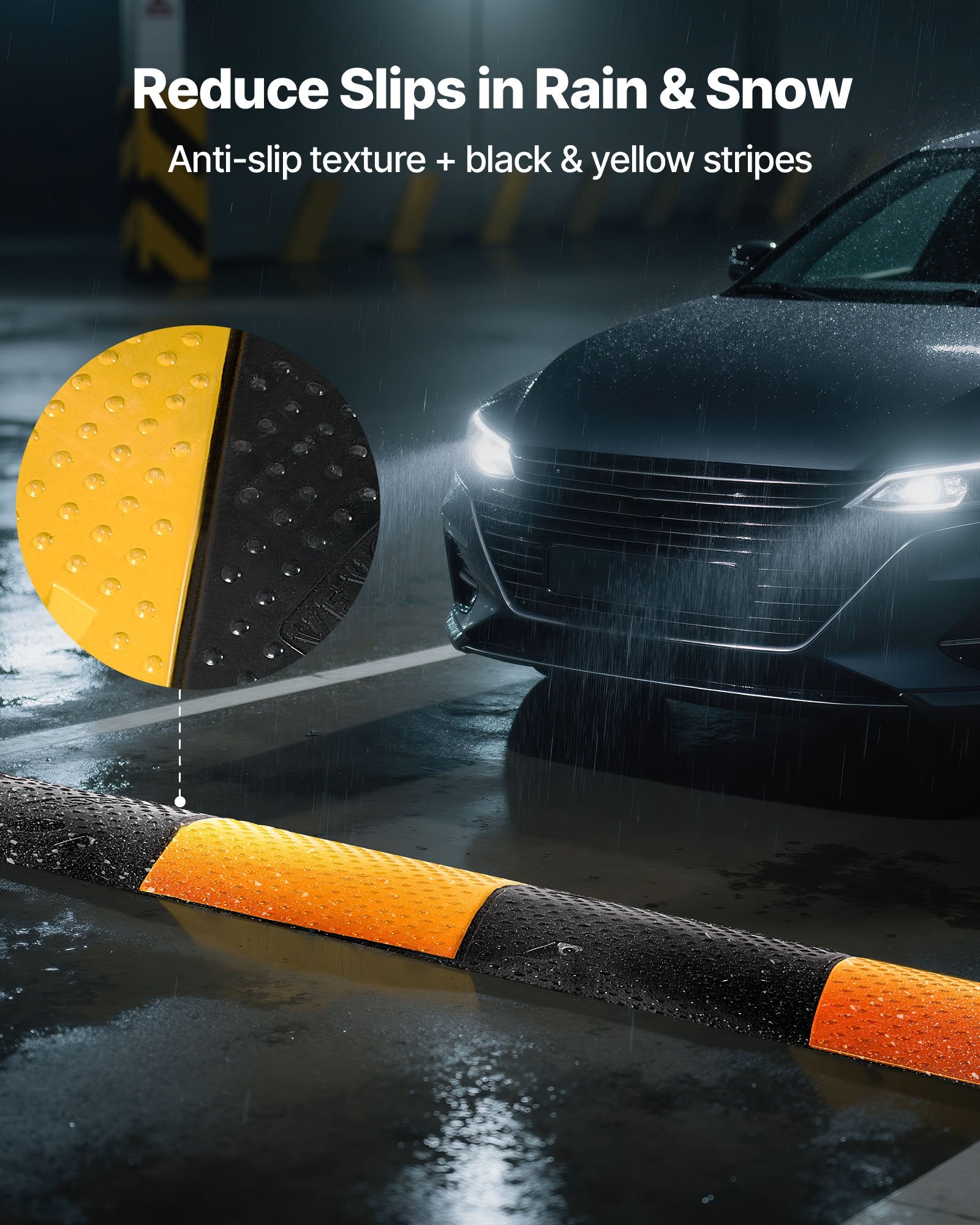 1000MM Rubber Speed Bump, 2 Pack, 2 Channel Heavy Duty Traffic Speed Hump, 9,979 kg/Axle Load Capacity, Cable V952-JSDDLBHPDDK2SDET4001V0